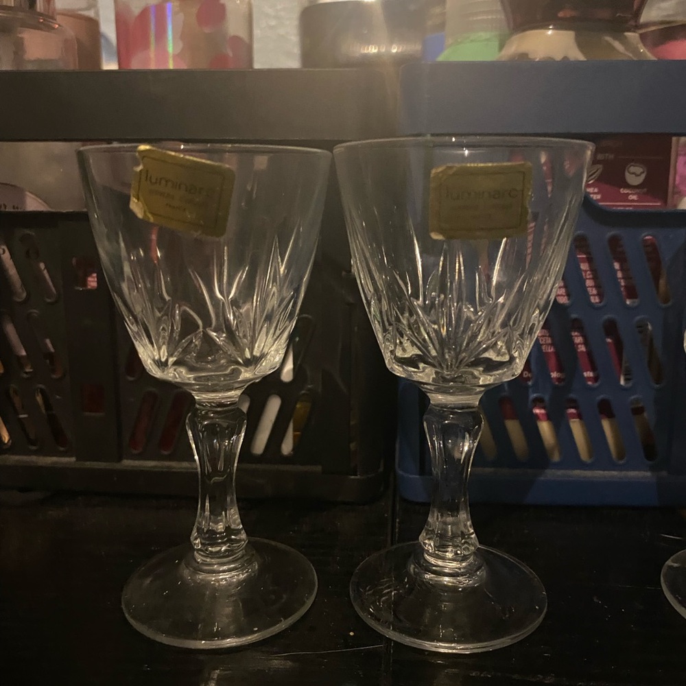 Vintage Luminarc crystal wine glasses